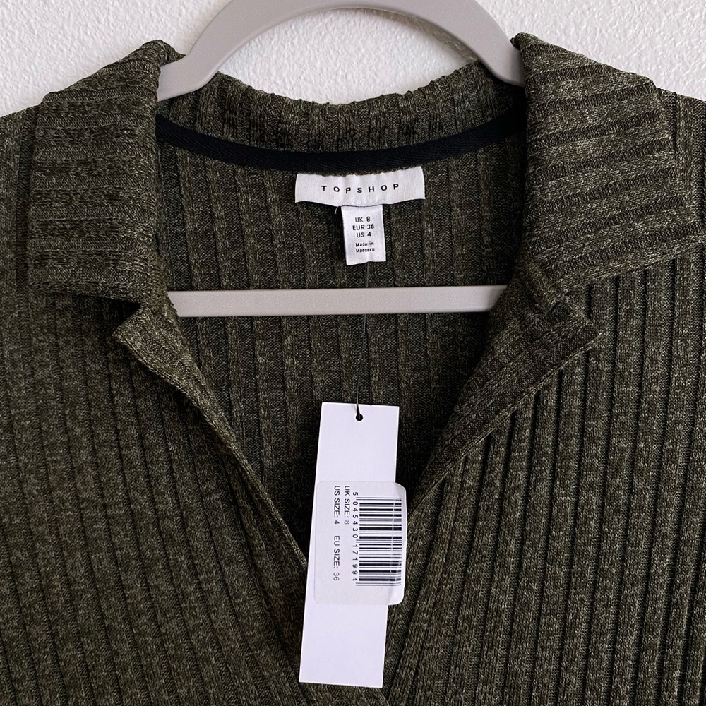 Topshop Women’s Green Mid Length Collared Dress, Size: US 4/ Small, Never worn - Picture 2 of 7